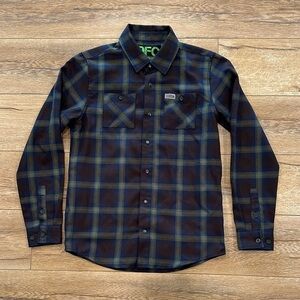 DIXXON Youth Boys Plaid Shirt - Navy and Olive